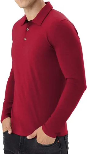 Vista 6 de Aiyino Camisas polo de manga cortalarga para hombre, estilo casual, ajustadas, básicas, de algodón