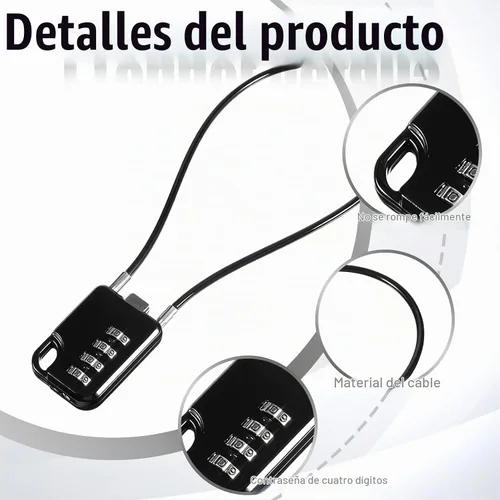 Vista 3 de 2 PIEZAS Candados de Combinación de 4 Dígitos Reiniciables de Diseño Compacto con Cable de 12 Pulgadas de Largo, Cerraduras de Cable Pequeñas