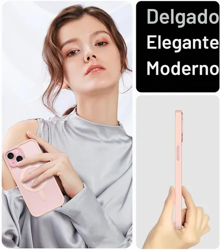 Vista 9 de BENTOBEN Funda para iPhone 15, funda para iPhone 15 compatible con MagSafe, funda magnética mate translúcida a prueba de golpes para mujeres y Rosa