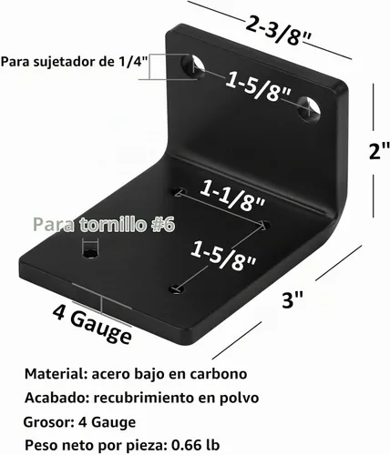 Vista 2 de heneng Paquete de 4 soportes en L, soporte de esquina angular resistente