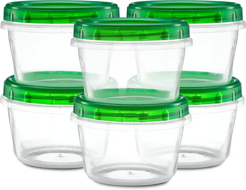 Vista 9 de ELEGANT DISPOSABLES Recipientes con tapa giratoria, tapas verdes (4 onzas, 20 unidades)