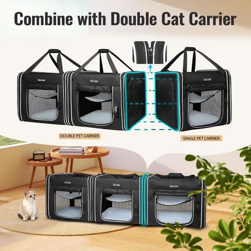 Vista 3 de Petskd Transportador de mascotas combinable para gatos grandes o perros medianos, transportador grande de 18 x 17 x 17 pulgadas para viajes