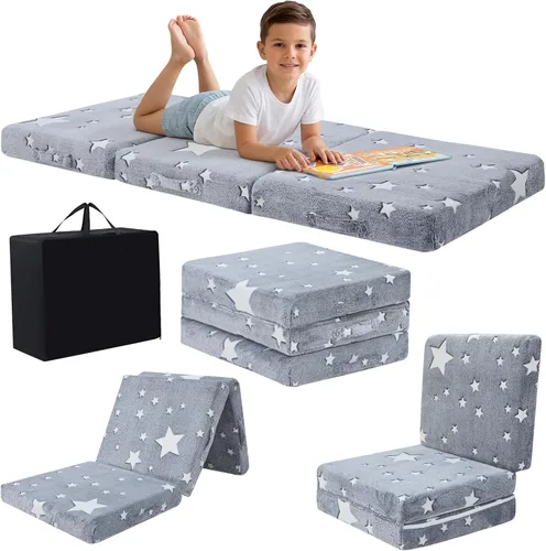Vista 18 de MeMoreCool Colchón plegable de suelo para niños, tapete para siesta de suelo para dormir, guardería, cama plegable para niños pequeños, colchón