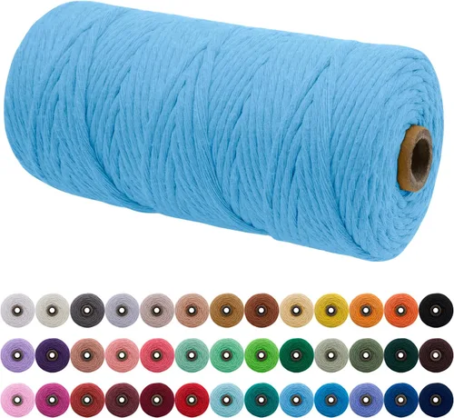 Vista 102 de JeogYong Cordón de macramé de un solo hilo 3 mm x 109 yardas (328 pies) Cuerda de algodón suave Hilo de macramé de 3 mm, suministros de macramé
