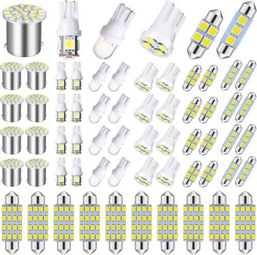 Vista 9 de Frienda Kit de bombillas LED para coche, 70 piezas, luz interior, luz de matrícula, azul