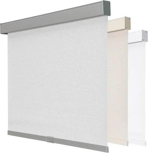 Vista 56 de Joydeco Persianas enrollables 100% opacas sin cordones para ventanas, persianas de parada libre, protección UV, persianas de tejido natural