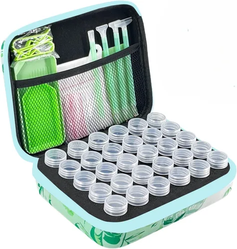 Vista 19 de Contenedores de almacenamiento de pintura de diamantes, 30 ranuras para accesorios de pintura de diamantes y herramientas para estuche organizador