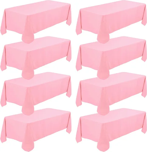 Vista 12 de Fivenl - Juego de 8 manteles negros de 60 x 84 pulgadas, manteles de mesa rectangular de 4 pies al por mayor, fundas de mesa de poliéster lavable