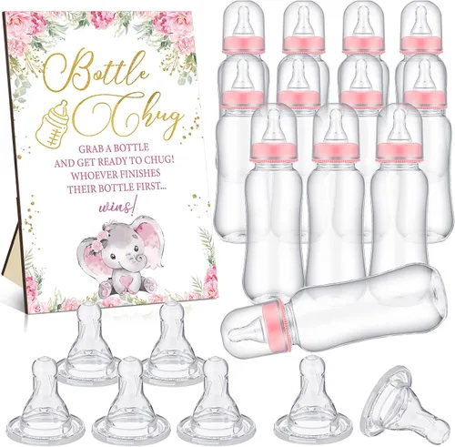 Vista 13 de TrelaCo Safari Cool Baby Shower Games Bottle Chug Sign Wooden Jungle Animals Set de regalo para revelación de género suministros de fiesta y 12