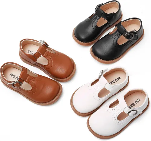 Vista 2 de SOFMUO Zapatos Mary Jane para niña pequeña, zapatos de ballet con lazo para niñas, fiesta, escuela, boda, uniforme de princesa, zapatos de vestir