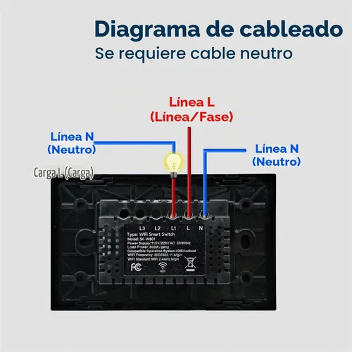 Vista 5 de Interruptor inteligente, requiere cable neutro, control