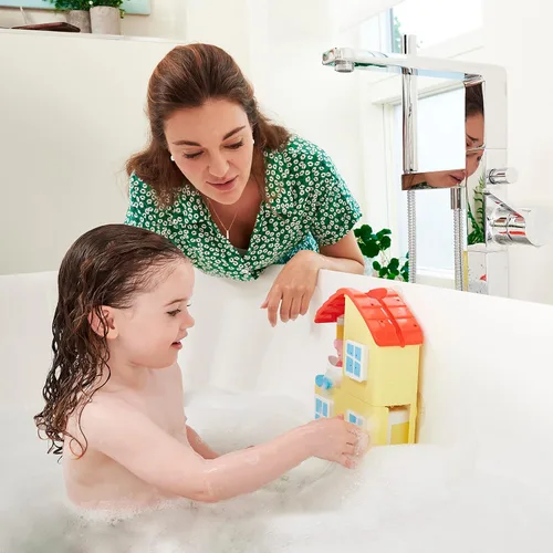Vista 6 de TOMY Toomies Peppa Pig House Set de Juguetes de Baño – Centro de Actividades para Bañera de Niños Pequeños con Ventosa – Juguetes de Baño para Bebés