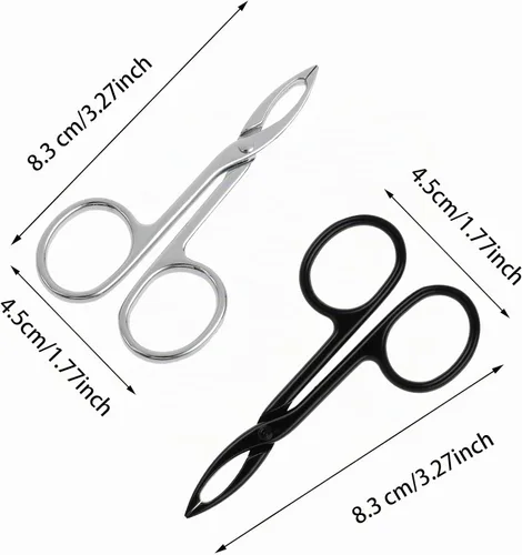 Vista 2 de WLLHYF 2 piezas de tijeras para cejas, pinzas con mango de punta recta, removedor de tijeras para cejas, cabello facial, cuidado de las cejas