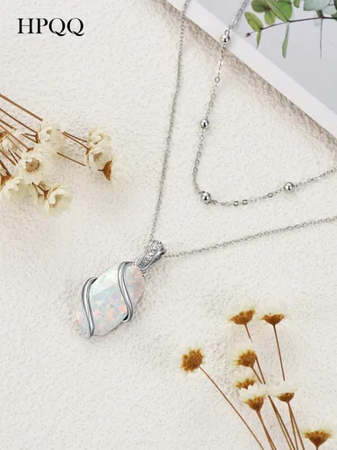 Vista 6 de Gifts for Women 925 Sterling Silver Necklace for Women Dainty Oval Stone Pendant Fine Jewelry Anniversary Birthday Valentines Day Gifts for Her