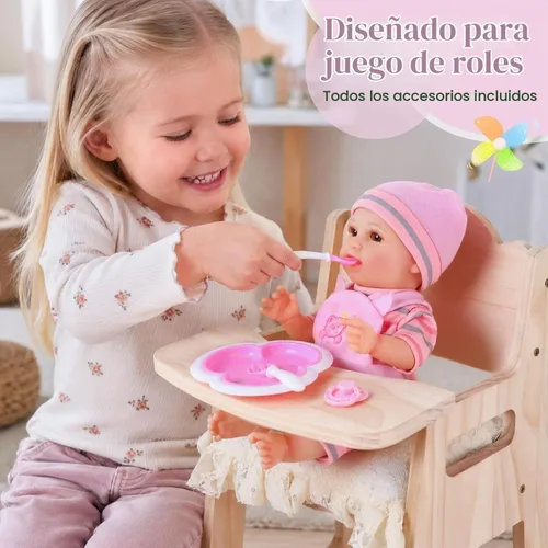 Vista 2 de BABESIDE Muñecas de bebé, muñeca realista de cuerpo completo de vinilo de para niños a partir de 3 años, detalles de la vida real, biberón mágico