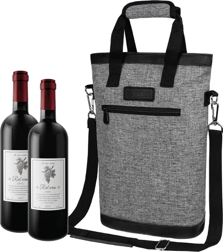 Vista 12 de opux - Portavinos para 2 botellas, bolsa aislada a prueba de fugas para vino, bolsa de enfriamiento portátil para viajes BYOB, picnic, estuche
