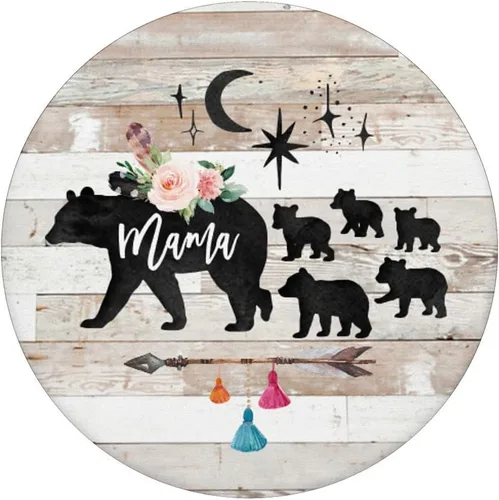 Vista 3 de Mama Bear Five - Ganchos de madera rústica para bebé, flores, flores, flechas de bohemio, agarre y soporte para teléfonos y tabletas, Negro
