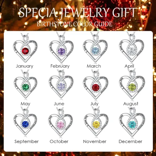 Vista 5 de Flpruy Collares de plata de ley 925 con dije de corazón infinito con dije de corazón con texto en inglés "I Love You Always and Forever", regalo