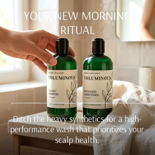 Vista 6 de Nature Skin Shop Champú voluminoso de sal marina, fórmula espesante para cabello adelgazante, graso y fino, desintoxicación del cuero cabelludo