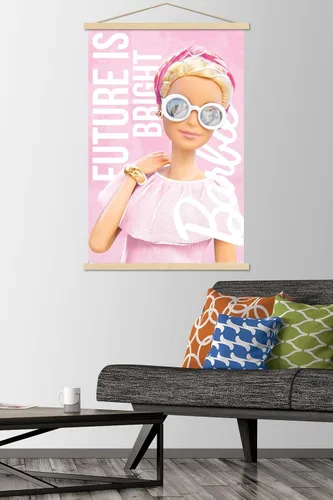 Vista 2 de Trends International Mattel Barbie - Póster de pared Future is Bright, 22.37 x 34.00 pulgadas, paquete de impresión premium y colgador de madera