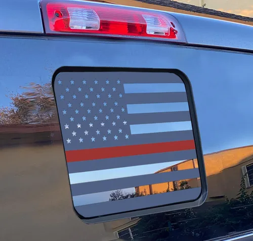 Vista 11 de Xinghe para Ford F150 F250 F350 2015-2025 2026, Calcomanías de bandera americana para ventana trasera, Calcomanía de bandera USA mate para ventana