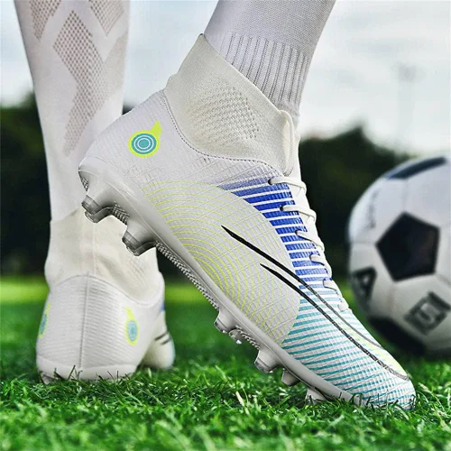Vista 6 de GEXECEUSS Zapatos de fútbol para niños grandes botas de tobillo alto zapatos de fútbol de alto agarre botas de fútbol para hombres entrenamiento