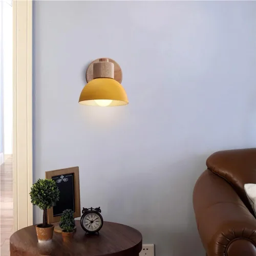 Vista 4 de Adjustable Scandinavian Wall Lamp E27 Lighting Fixture Retro Industrial Style for Bedroom Living Room Hallway(Amarillo,1 Pieza)
