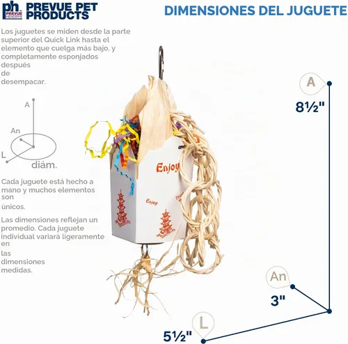 Vista 2 de Prevue Pet Products Juguete para llevar, juguetes para pájaros de forraje y participación, accesorios de jaula para loros, conures, cacatúas