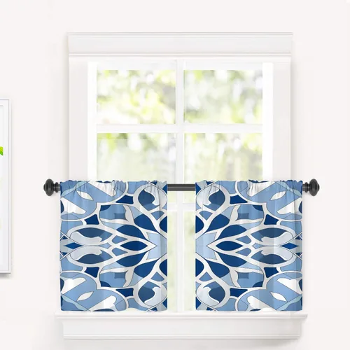 Vista 104 de Cortinas opacas de poliéster multicapa marrón con diseño de bosque natural, 2 unidades, 26 x 24 pulgadas