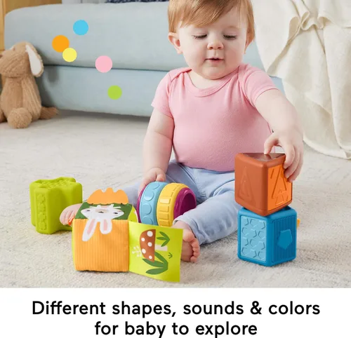 Vista 3 de Fisher-Price Bloques sensoriales de actividad ocupada para bebés y niños pequeños a partir de 6 meses