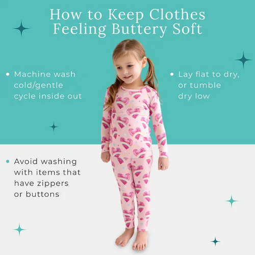 Vista 94 de Posh Peanut Pijamas para niñas, suaves, de viscosa de bambú para niños, pijamas a juego de manga larga para niñas