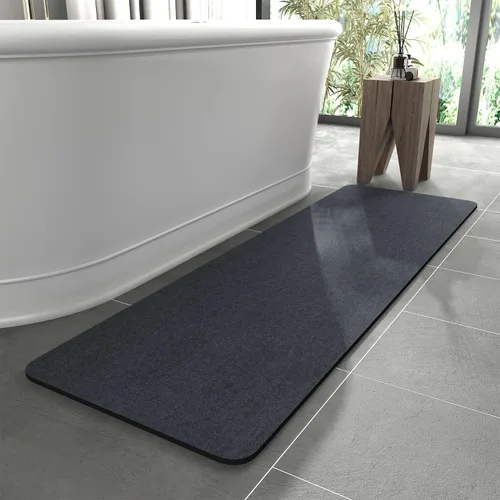 Vista 18 de MontVoo -Tapete de baño-Alfombras de baño delgadas antideslizantes para debajo de la puerta- Superficie de gamuza sintética absorbente, de secado