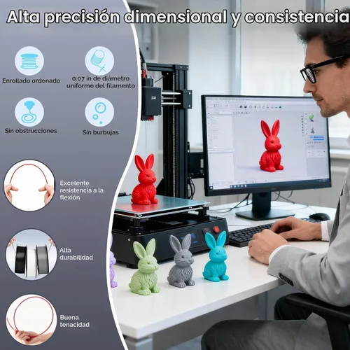 Vista 5 de Paquete de filamento PLA para impresora 3D, 22.0 lbs, 1.181-11.811 in/s para Bambu Lab AMS, AMS Lite