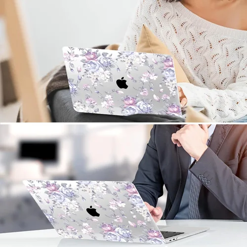 Vista 29 de TWOLSKOO Funda para MacBook Air de 13,3 pulgadas (versión antigua 2018-2021, modelos: M1 A2337, A2179, A1932) - Carcasa rígida con protector de Flor