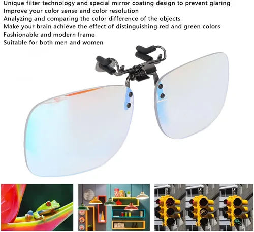 Vista 3 de Jiawu Gafas de clip para ceguera roja-verde, lentes correctoras ligeras para hombre y mujer, Claro