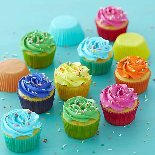 Vista 5 de Gifbera Bright Rainbow Standard Cupcake Liners - Tazas de papel colorido sólido para hornear, 400