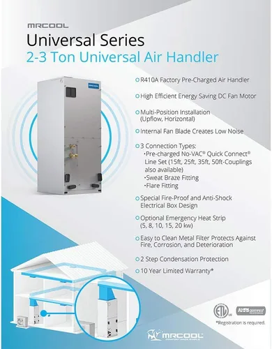 Vista 6 de MRCOOL Serie Universal 24,000 BTU 2-ton R-454B Condensador y manipulador de aire UHP1824AH1824-O