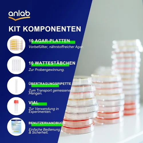 Vista 4 de Kit de Proyecto Científico de Placas de Petri de Agar Nutritivo Placas de Agar Pre-vertidas e Hisopos de Algodón para Experimentos Científicos