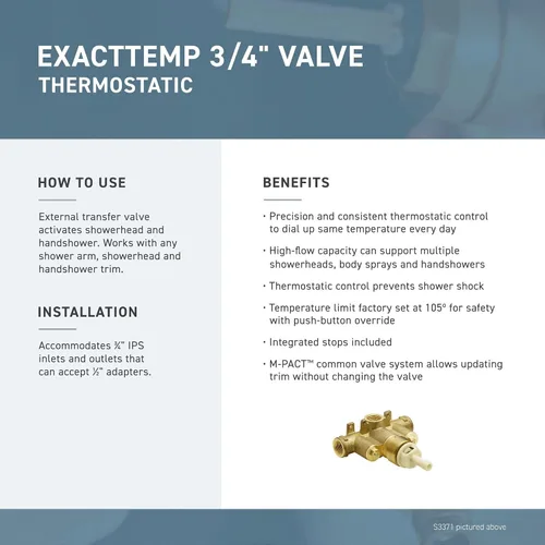 Vista 3 de Moen ExactTemp TS3411BN - Kit de ajuste de válvula termostática de níquel cepillado