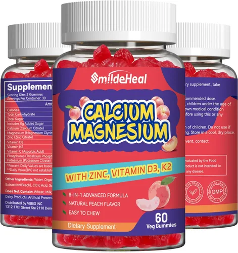 Vista 10 de Gomitas de calcio y magnesio y zinc de 1000 mg- con vitamina D3 y B12