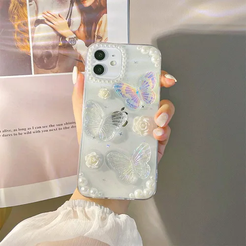 Vista 6 de Funda para iPhone 11 Pro con cadena de dije para teléfono, funda protectora con purpurina transparente para mujeres y niñas para iPhone 11 Pro