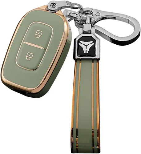 Vista 8 de KUNIO Funda para llavero de automóvil compatible con Renault para Duster Negro