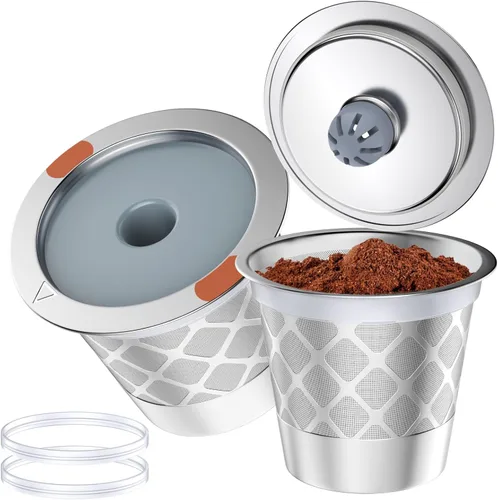 Vista 11 de Cápsulas de café reutilizables de acero inoxidable Keurig recargables - Filtro de café reutilizable de metal K Cup para Keurig 1.0 y 2.0 K-Classic