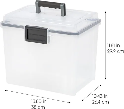 Vista 2 de IRIS - Caja de archivos hermética portátil tamaño carta, paquete de 4, transparente
