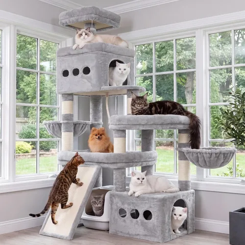 Vista 11 de Heybly Cat Tree - Torre antipunta para gatos de 72.4 pulgadas con perchas