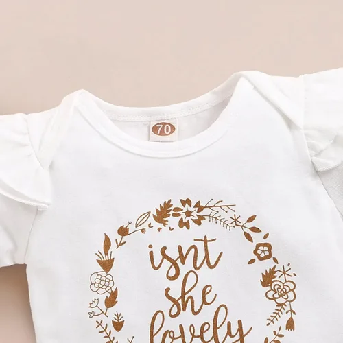 Vista 4 de Aoswep Ropa de bebé niña recién nacida, ropa de verano, mameluco corto con diadema de 0 a 18 meses