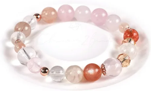 Vista 110 de Precious Gemstone Natural Crystal Healing Bracelet, Rutilated Quartz, Moonstone, Quartz Handmade Original Design Bracelet