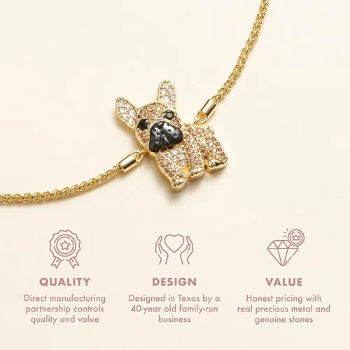 Vista 3 de SCAMPER & CO Pulseras con dije de cachorro de raza de perro, circonita cúbica y espinela negra para mujer - Pulseras de plata esterlina chapadas