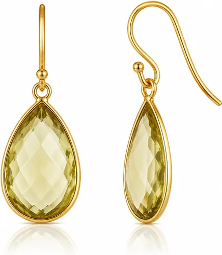 Vista 13 de Aretes de ágata musgo verde de 0.472 x 0.709 in con forma de pera de plata de ley 925, aretes de piedras preciosas hechos a mano, juego de bisel