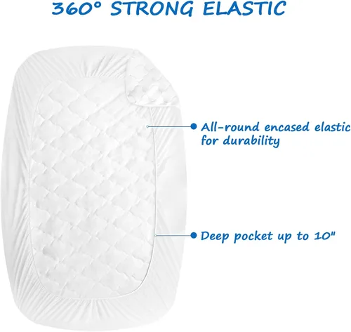 Vista 7 de Coldwind Sábana para cuna de 31 x 75 pulgadas y protector de colchón impermeable para cuna de 30 x 75 pulgadas, color blanco